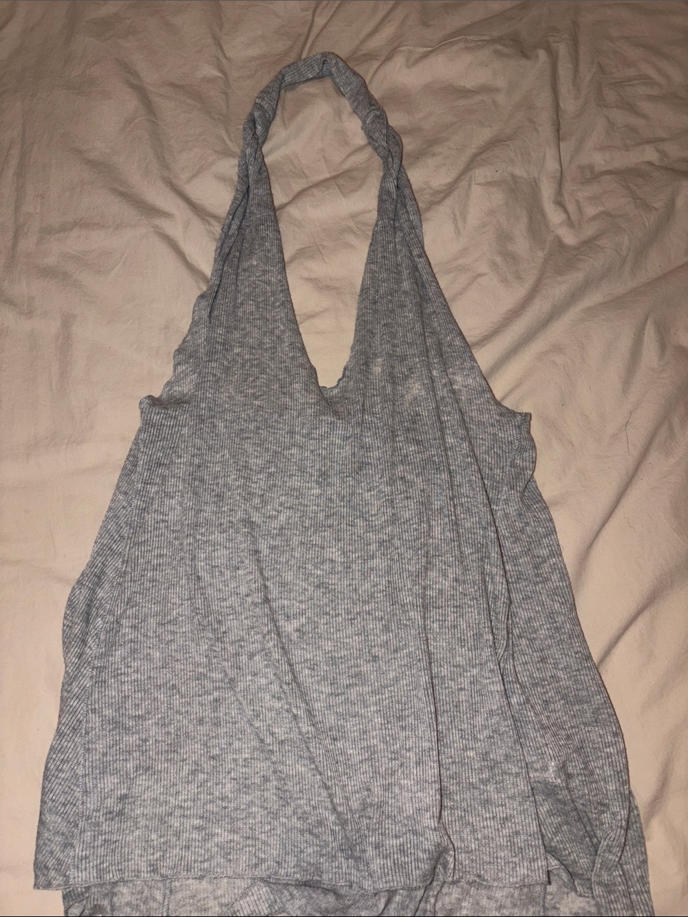 Free People Light Gray Ribbed Halter Tank